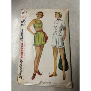Vintage 1940's Simplicity Pattern #2825 Jr. Misses Jacket Bra Shorts Size 16